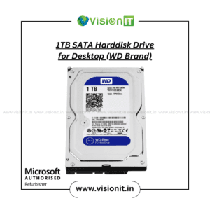 Top view of 1TB WD SATA hard disk drive designed for desktops, offering high storage capacity and reliable data performance.