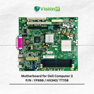 Motherboard YP696/HX340/TT708 supports Intel CPUs, DDR2 RAM, and integrates Dell graphics and audio.