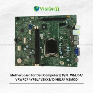 Dell motherboard WMJ54 with Intel Q370 chipset, DDR3 RAM, USB 3.1 ports, PCIe slots, and DisplayPort output