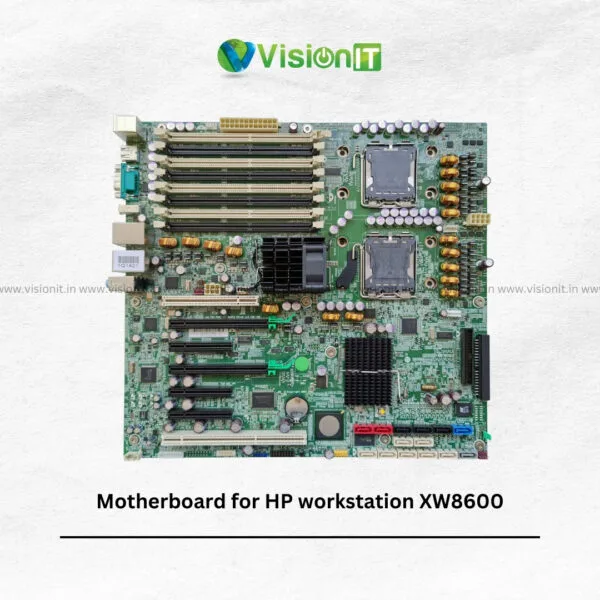 Motherboard for HP Workstation XW8600 with Intel Xeon support, DDR2 ECC RAM, PCIe slots – available at VisionIT Peripherals.