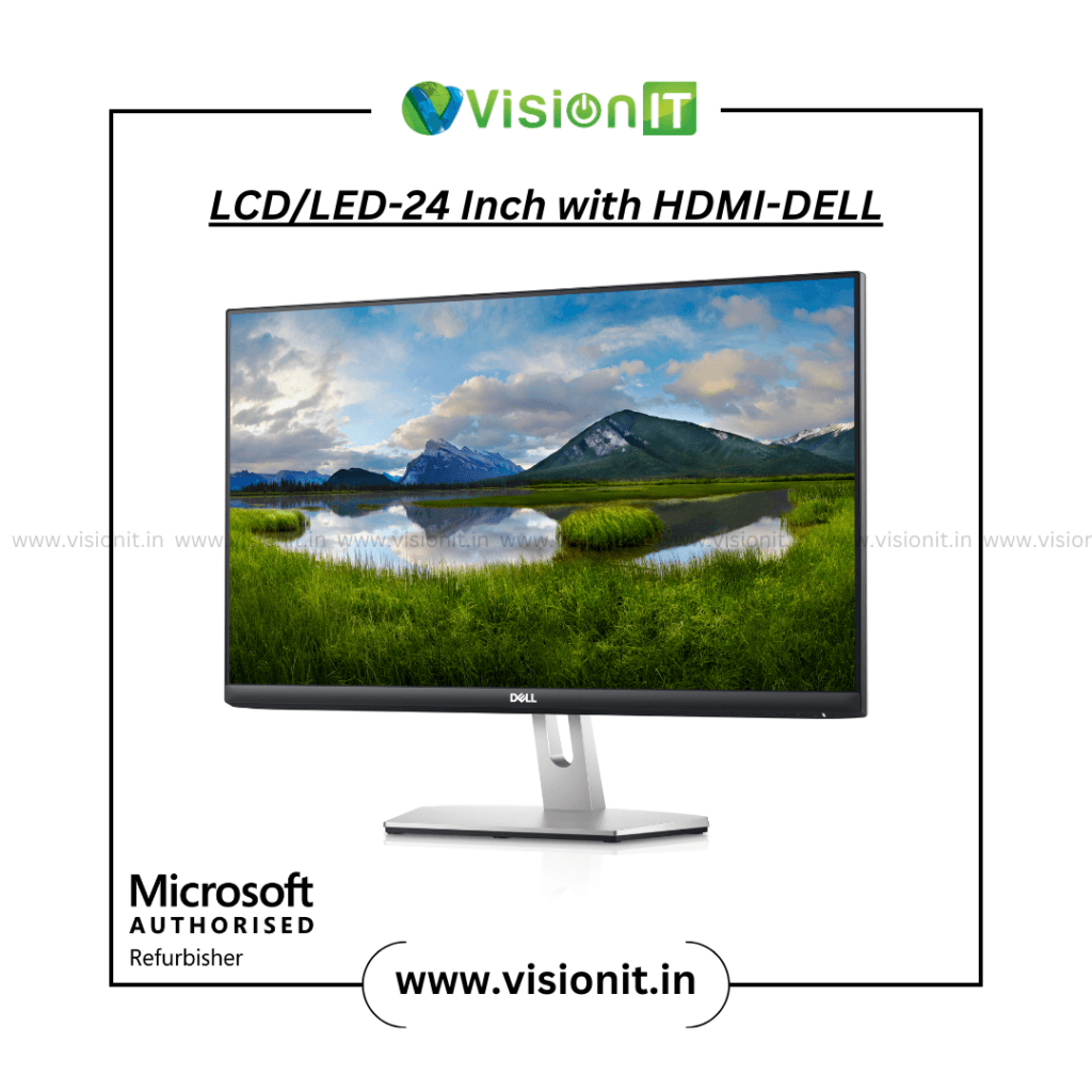 Dell 24-inch refurbished LCD/LED monitor with HDMI. Full HD display, energy-efficient, and tested for quality.