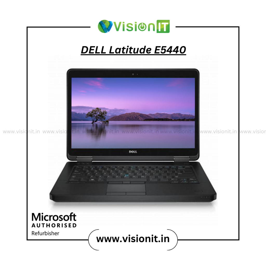 Refurbished Dell Latitude E5440 i5 4th Gen laptop with 14-inch display, mSATA & HDD storage.
