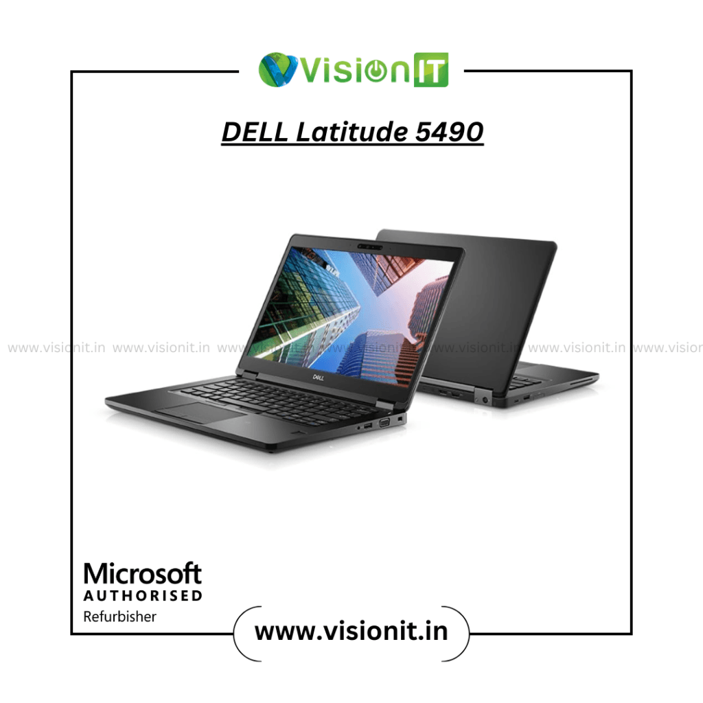 Refurbished Dell Latitude E5490 i5 8th Gen laptop with 14-inch display, reliable performance, and sleek professional design