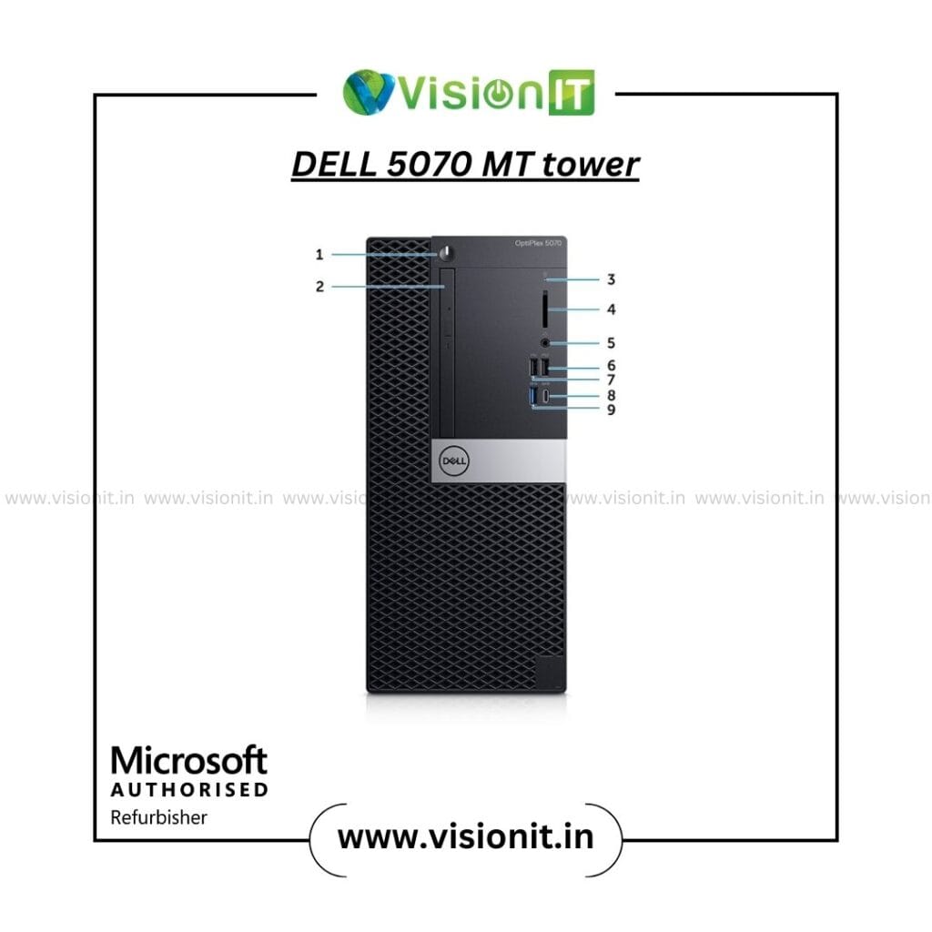 Dell OptiPlex 5070 Micro Tower PC with 9th Gen Intel Core, SSD support, up to 64GB RAM, perfect for business environments