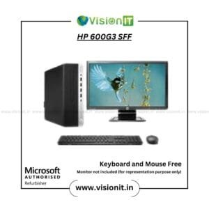 Refurbished HP EliteDesk 600 G3 SFF PC with Intel Core processor, SSD storage, and compact form factor for business use