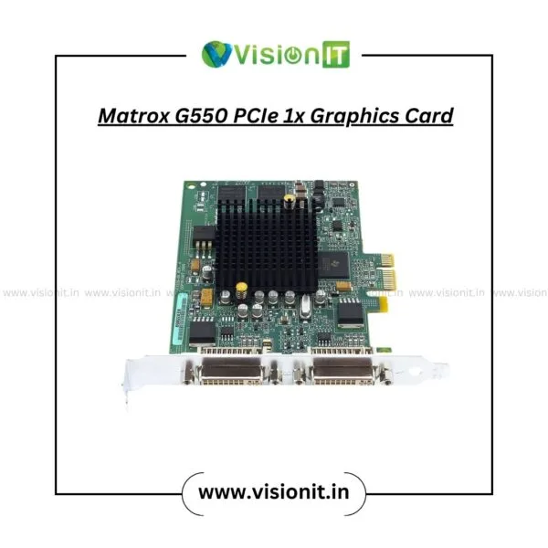 Matrox G550 PCIe 1x Graphic Card with dual monitor support and low-profile bracket for professional desktop systems in India.