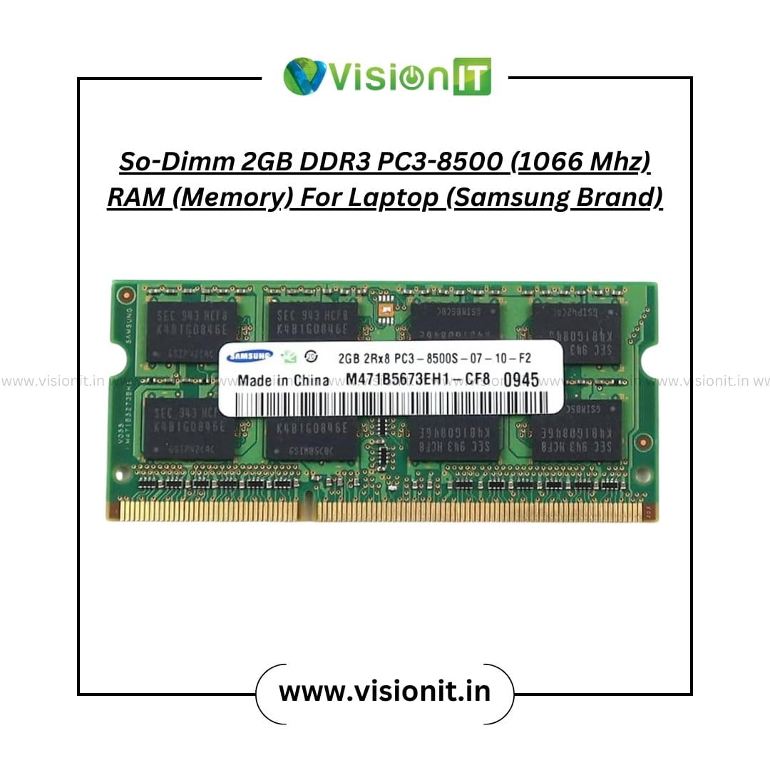 So-DIMM 2GB DDR3 PC3-8500 1066 MHz RAM for Laptop – 204-pin memory upgrade with 3-year warranty