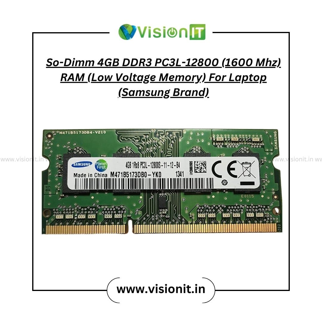 4GB DDR3 RAM for Laptop – PC3L-12800 So-DIMM 1600MHz Low Voltage Memory Module