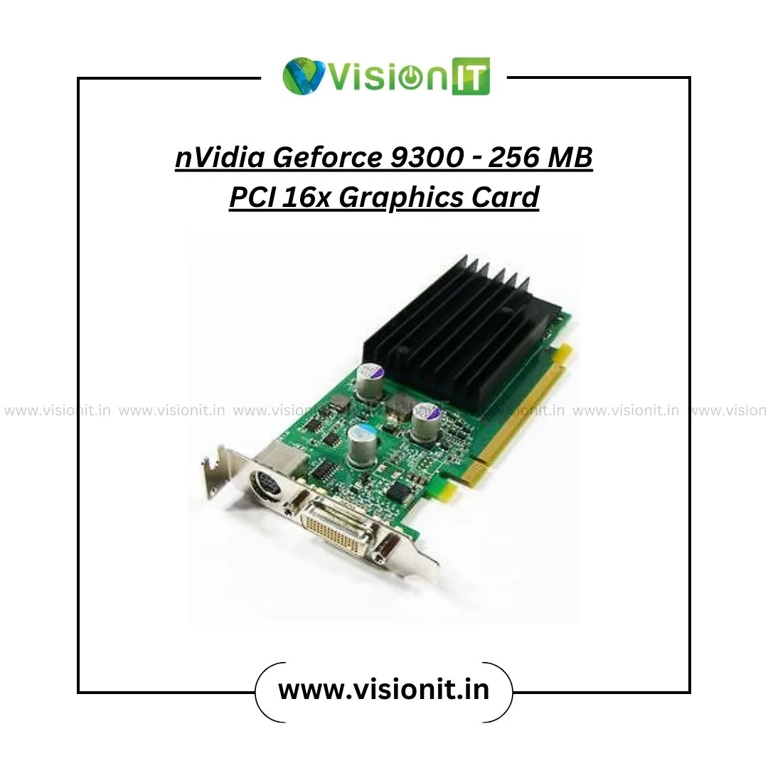 nVidia Geforce 9300 256MB PCI 16x graphic card for older desktops needing basic video and graphics support.