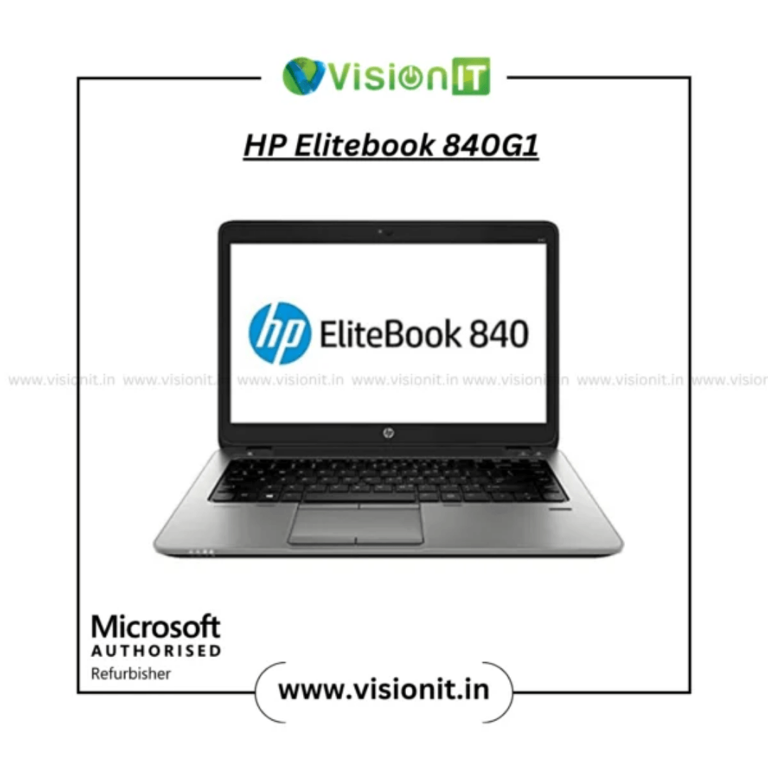 Refurbished HP EliteBook 840 G1 with Intel Core i5, lightweight design, and long battery life for everyday business use