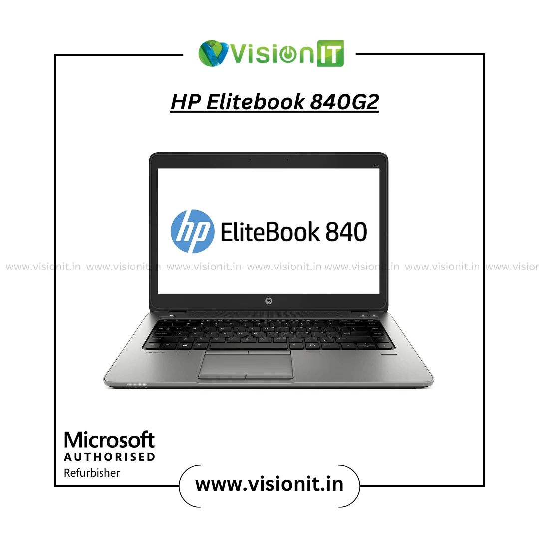 HP EliteBook 840 G2 refurbished laptop with Intel i5 processor and 14-inch anti-glare screen