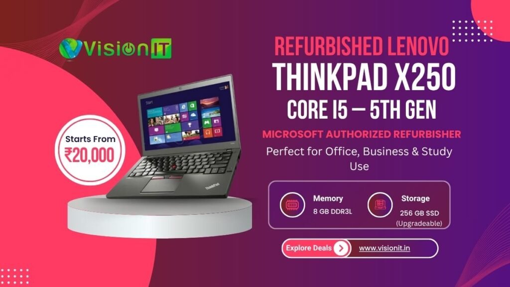 Refurbished Lenovo ThinkPad X250 with Intel Core i5 5th Gen, 8GB RAM and SSD, offered by Vision IT