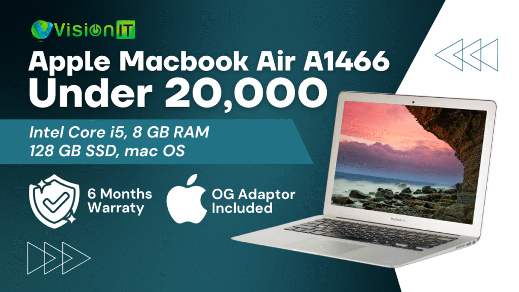 Apple MacBook Air A1466 laptop under ₹20,000 with Intel Core i5, 8GB RAM, 128GB SSD and warranty