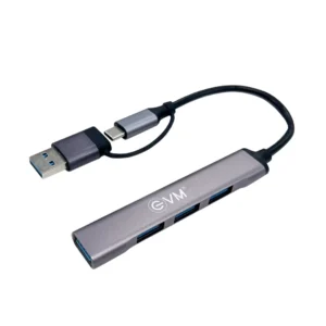 EVM 2 in 1 four port USB hub adapter for laptop and desktop connectivity