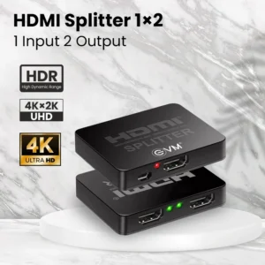 EVM HDMI splitter 1x2 for connecting one HDMI source to two displays such as TV or monitor in India