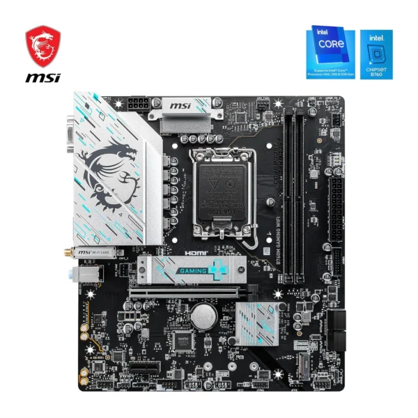 MSI B760M Gaming Plus WiFi Intel Micro-ATX motherboard with LGA1700 socket and DDR5 support for gaming builds in India