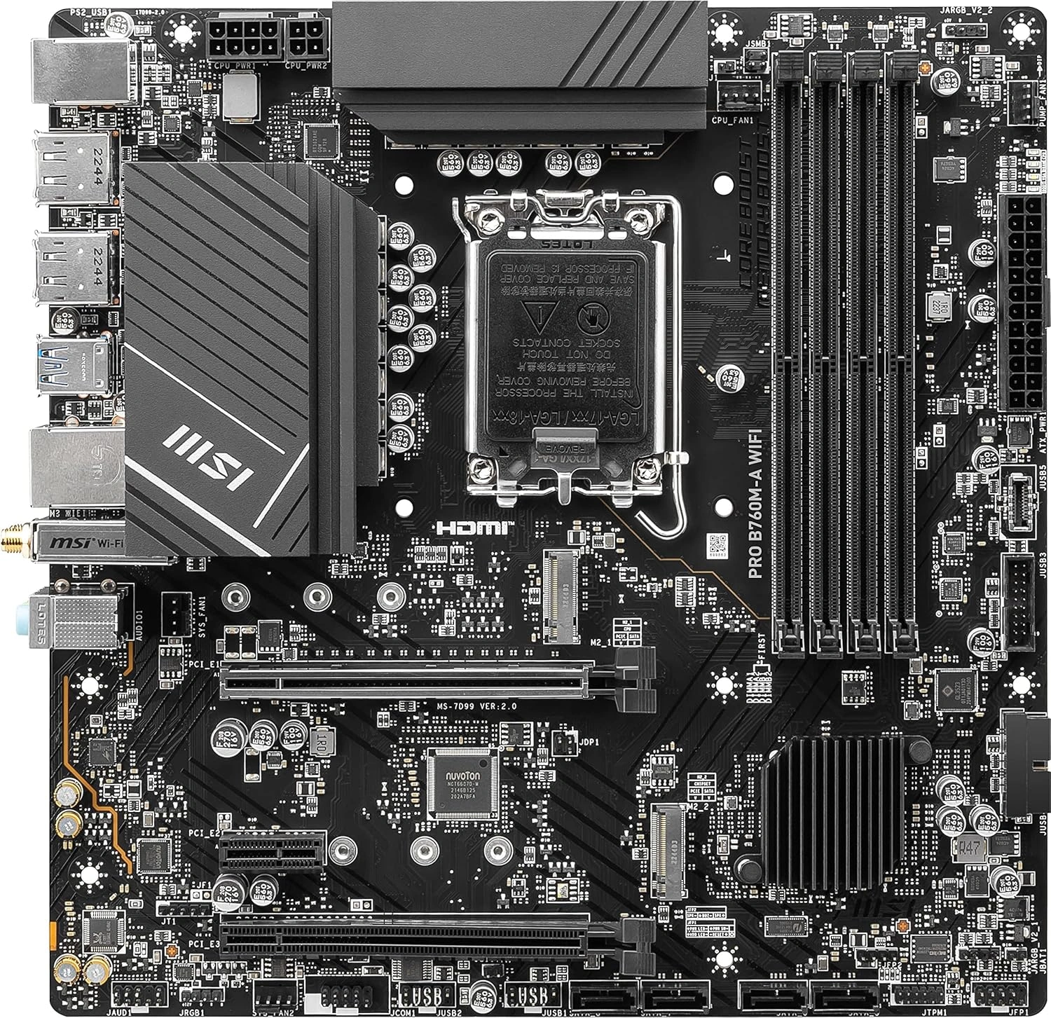 MSI B760M-A PRO WiFi Intel B760 Micro-ATX Motherboard with DDR4 support