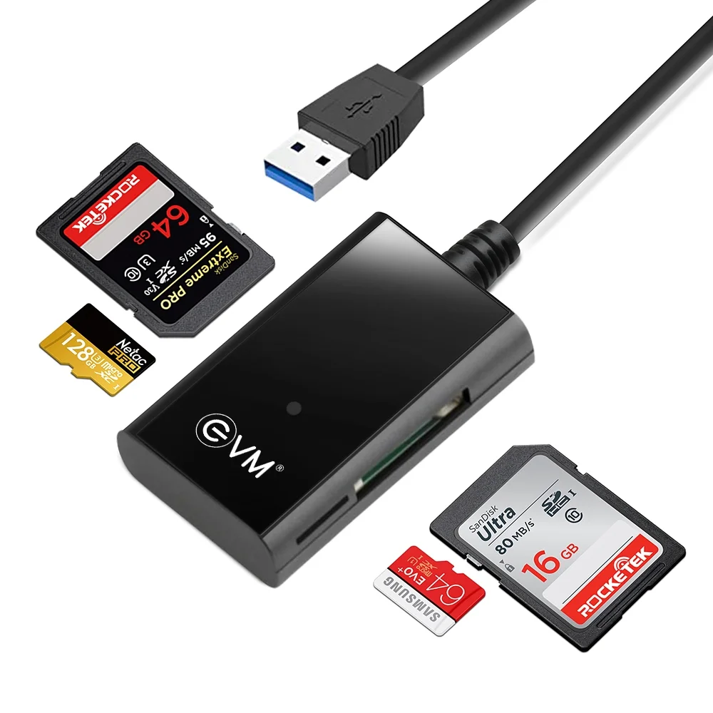 EVM 4-in-1 USB 3.0 Multi-Card Reader | High Speed Hub