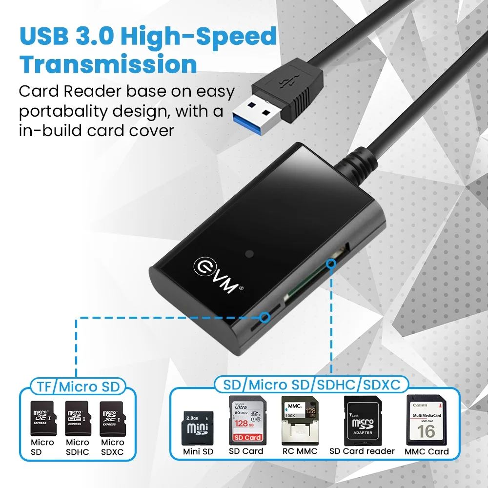 EVM 4-in-1 USB 3.0 Multi-Card Reader | High Speed Hub - Image 4