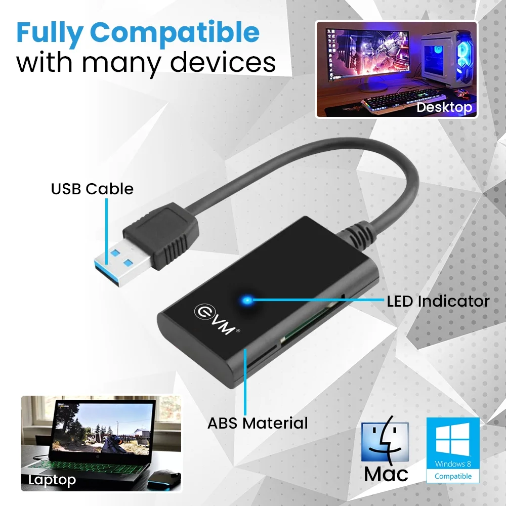 EVM 4-in-1 USB 3.0 Multi-Card Reader | High Speed Hub - Image 3