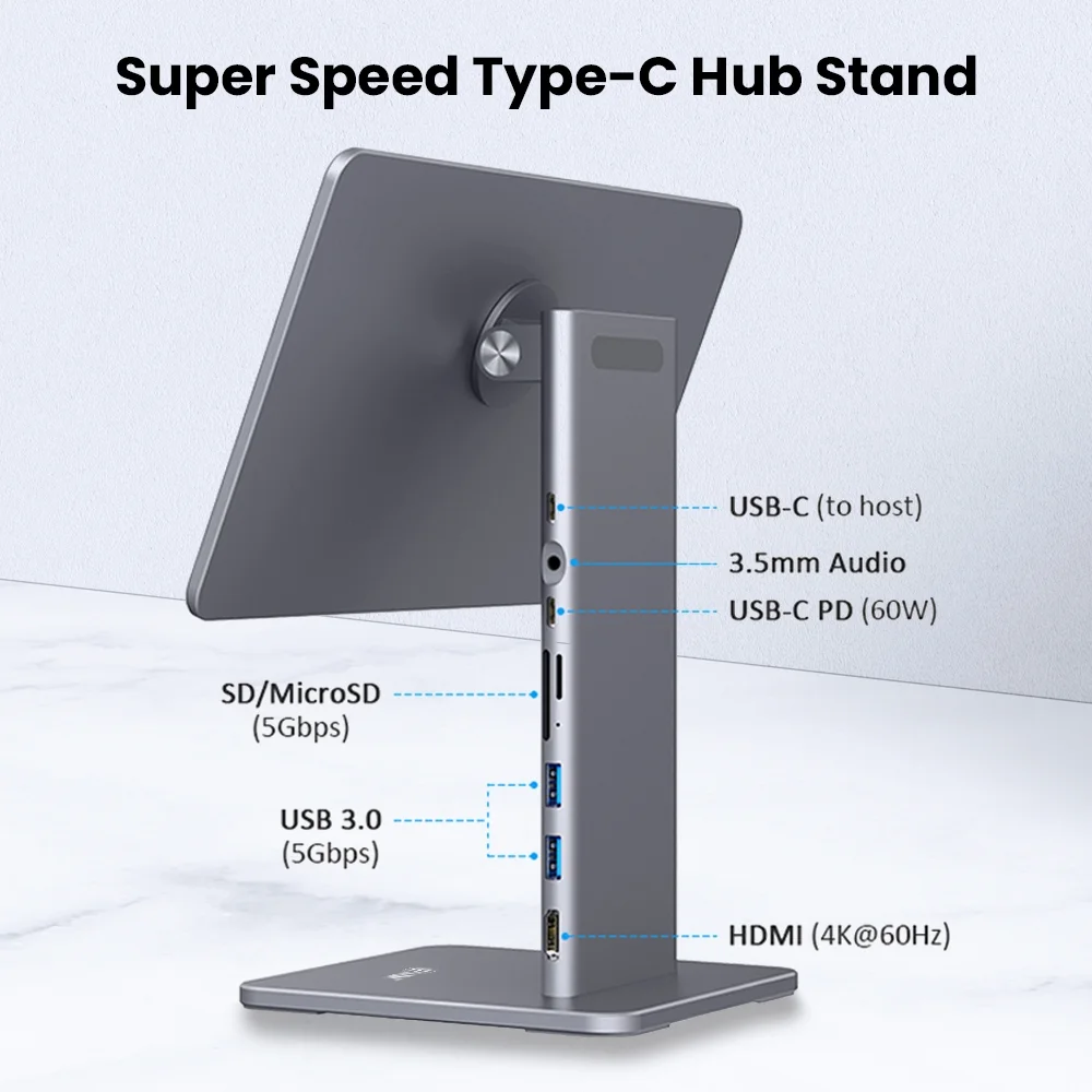 Aluminum Magnetic Stand with HUB for iPad - Image 3