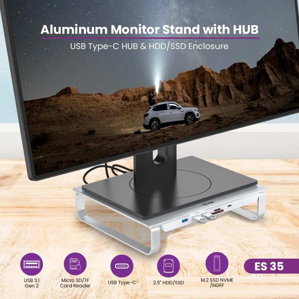 Aluminum Monitor Stand with HUB - Image 4