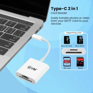EVM Type-C 2-in-1 Card Reader | For MacBooks, iPad Pro & Android OTG