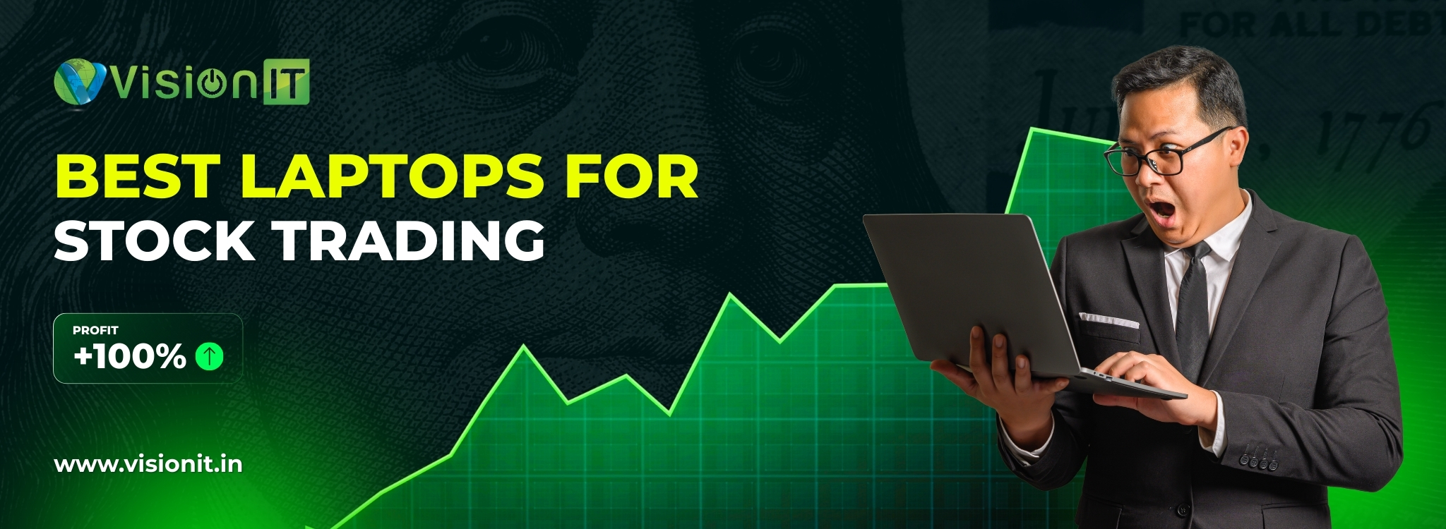 High-performance laptop for stock market trading with multiple charts, fast processor, and reliable multitasking capability